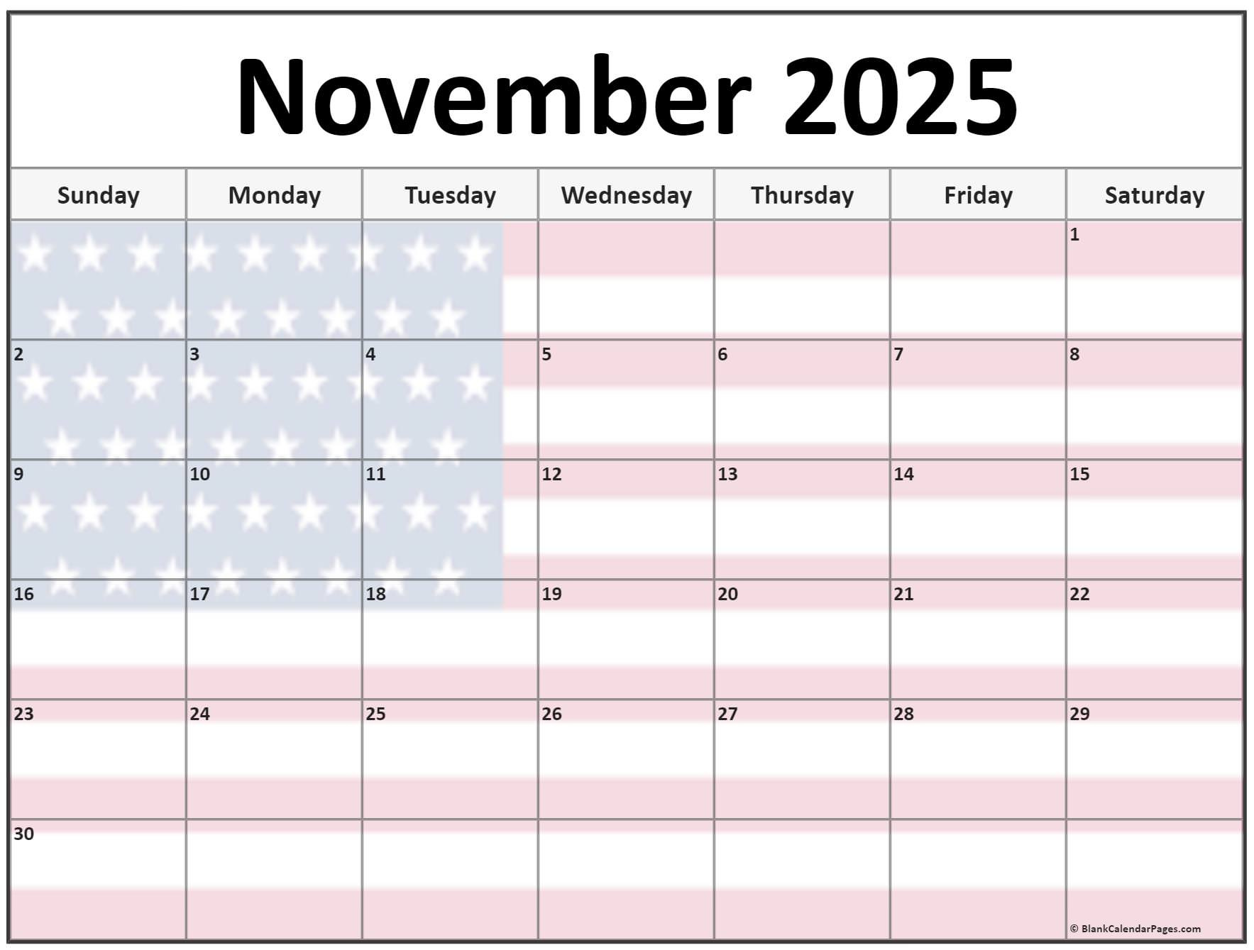 Collection Of November 2025 Photo Calendars With Image Filters. inside November 2025 Usa Calendar