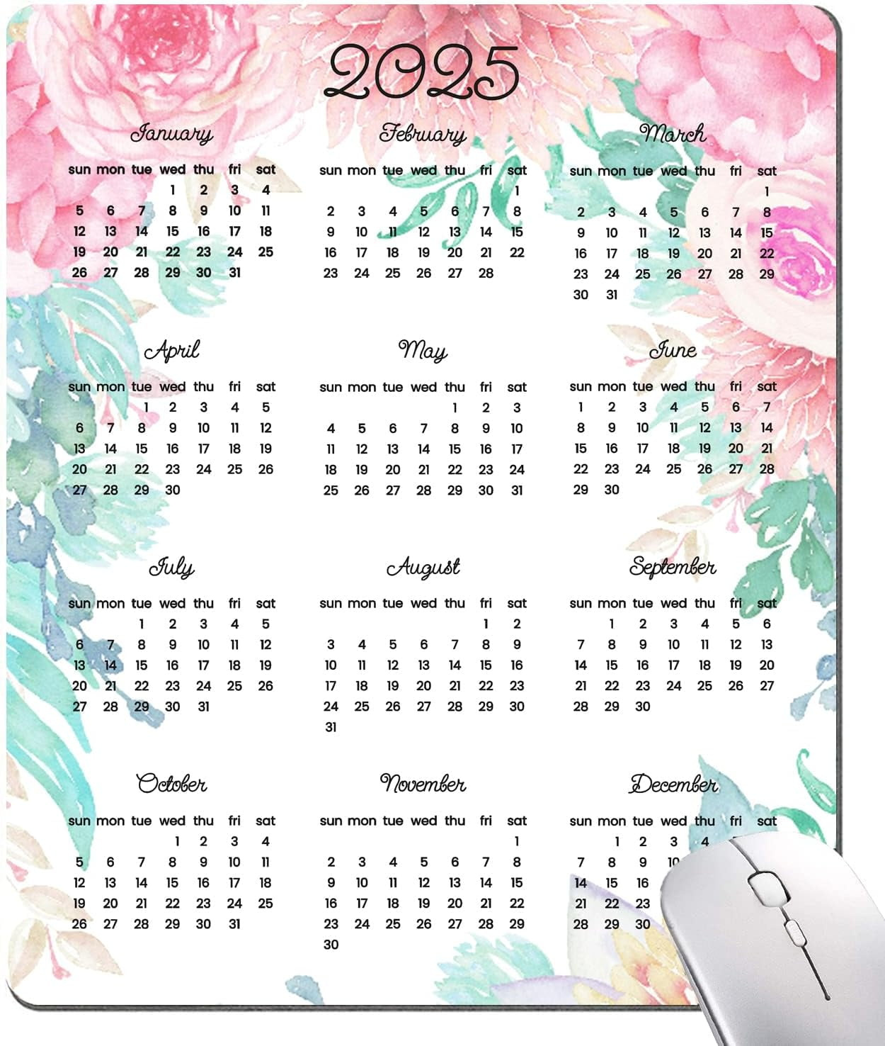 Cute Mouse Pad, 2025 Calendar With Floral Mouse Pad, Premium throughout November Calendar 2025 Waterproof
