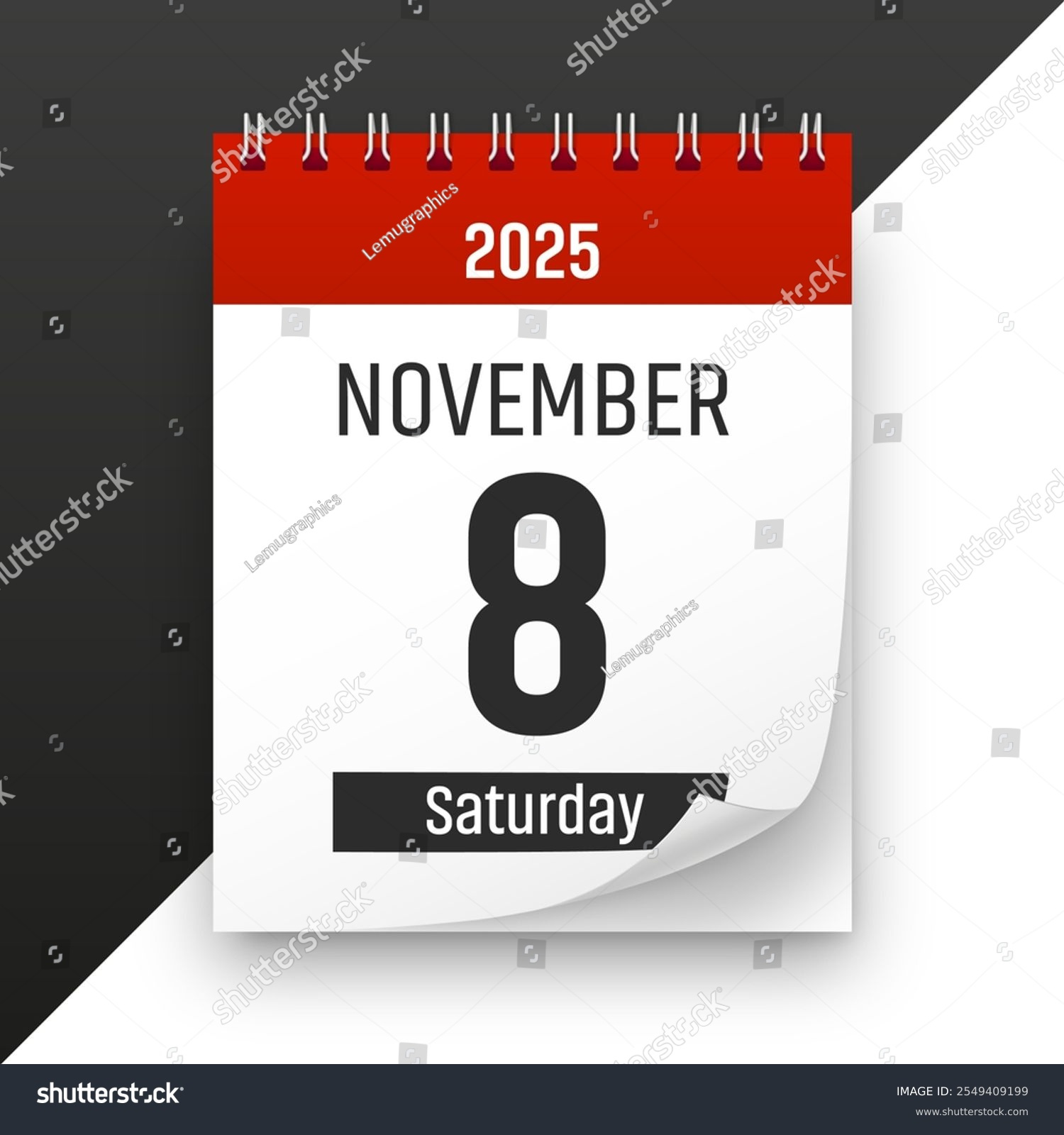 Date 8 November 2025 Year Realistic Stock Illustration 2549409199 pertaining to November 8 2025 Calendar