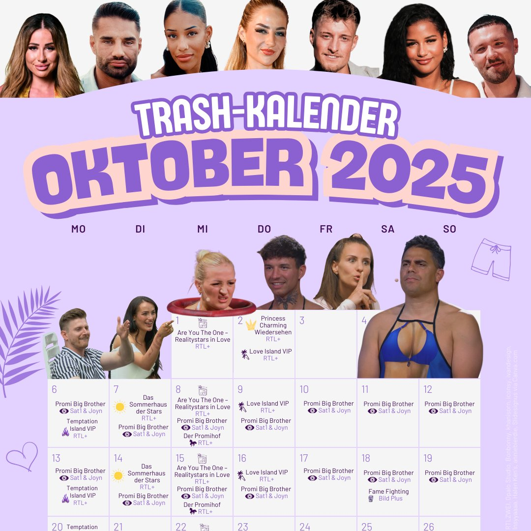 Der Trash-Tv-Kalender 2025: Diese Reality-Formate Laufen Im Oktober throughout November 2025 Tv and Streaming Calendar