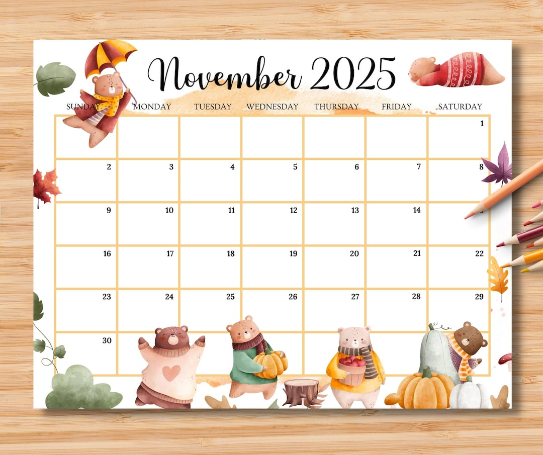 Editable November 2025 Calendar, Beautiful Autumn Planner W/Cute for Barbie Calendar November 2025