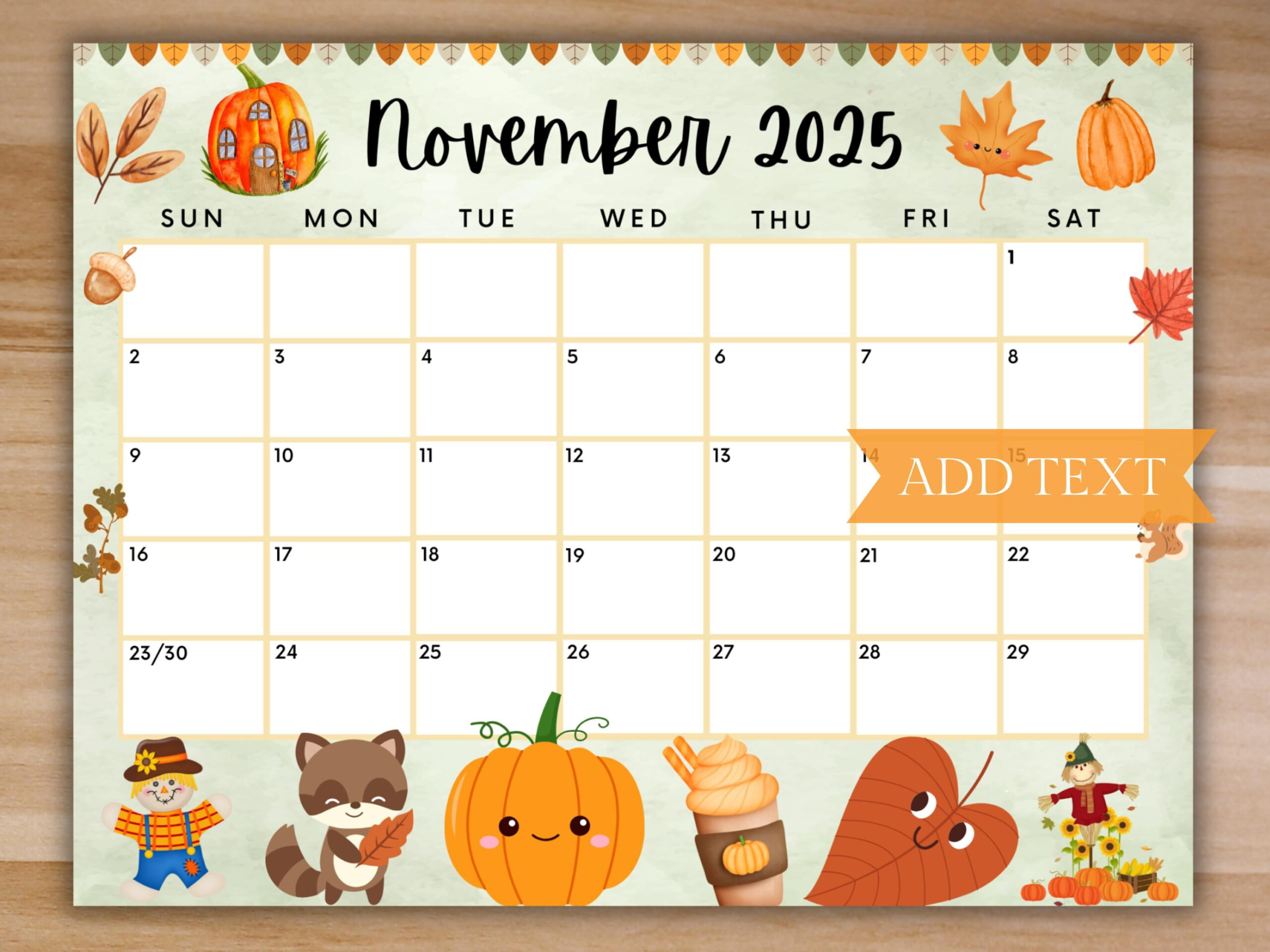 Editable November 2025 Calendar, Printable Calendar W/ Fall Leaves with regard to General Blue Printable Calendar November 2025