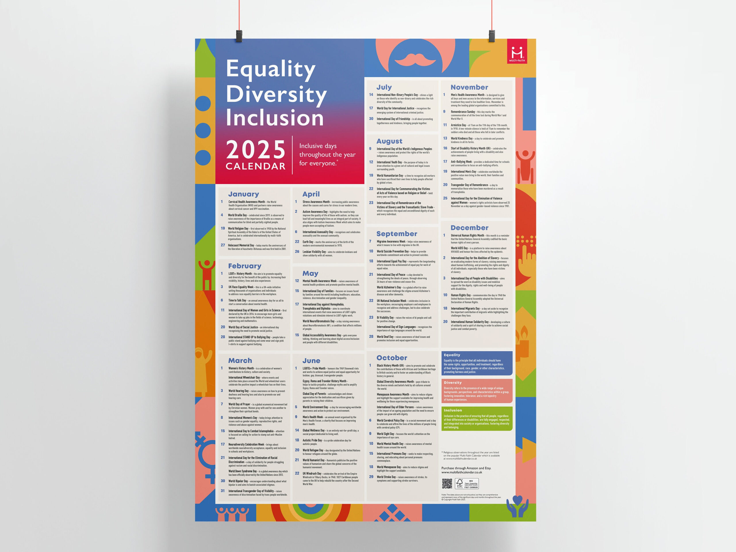 Equality Diversity Inclusion (Edi) Calendar 2025 | A2 Poster pertaining to 2025 November Diversity Calendar