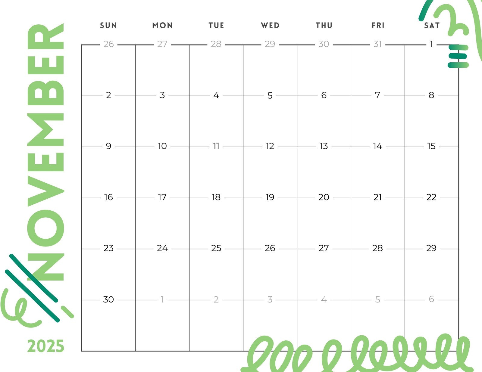 Free And Printable November 2025 Calendar Templates | Canva inside Show Me A November 2025 Calendar