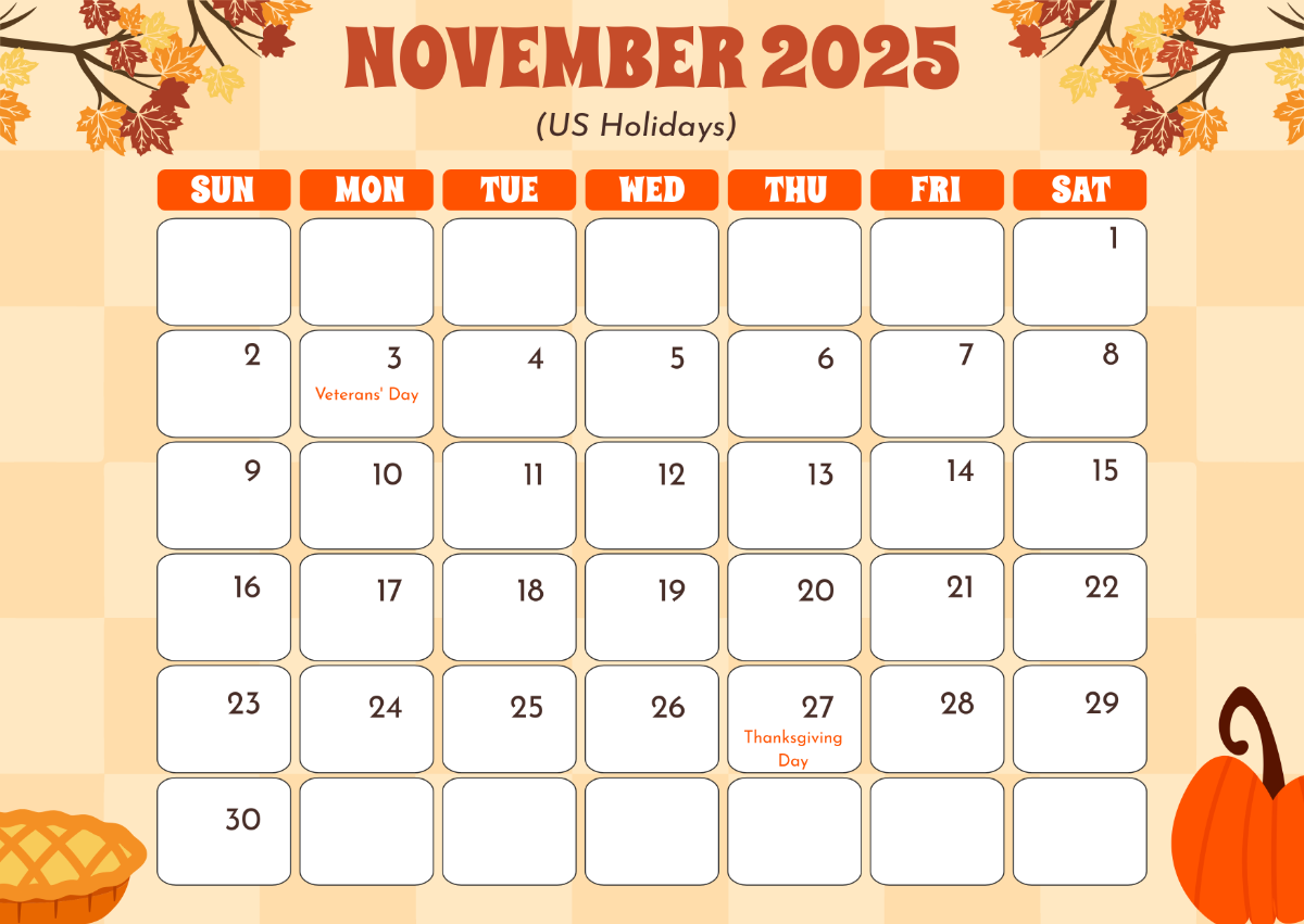 Free November 2025 Calendar With Holidays Template To Edit Online intended for Online Calendar 2025 November