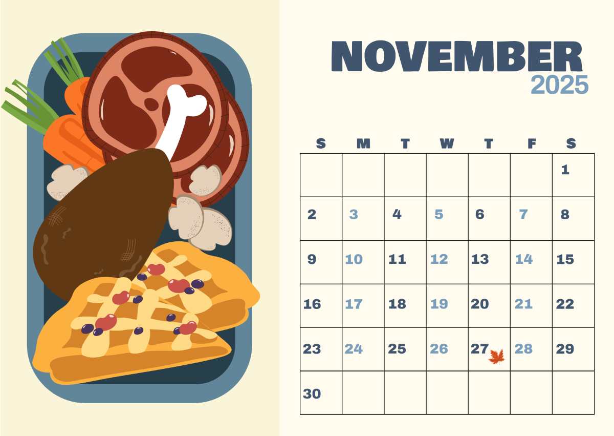 Free November 2025 Calendar With Thanksgiving Template To Edit Online with November 2025 Calendar Thanksgiving Day