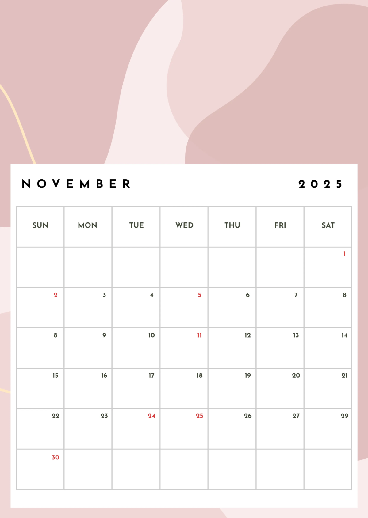 Free November 2025 Content Calendar Template To Edit Online throughout Content Calendar November 2025