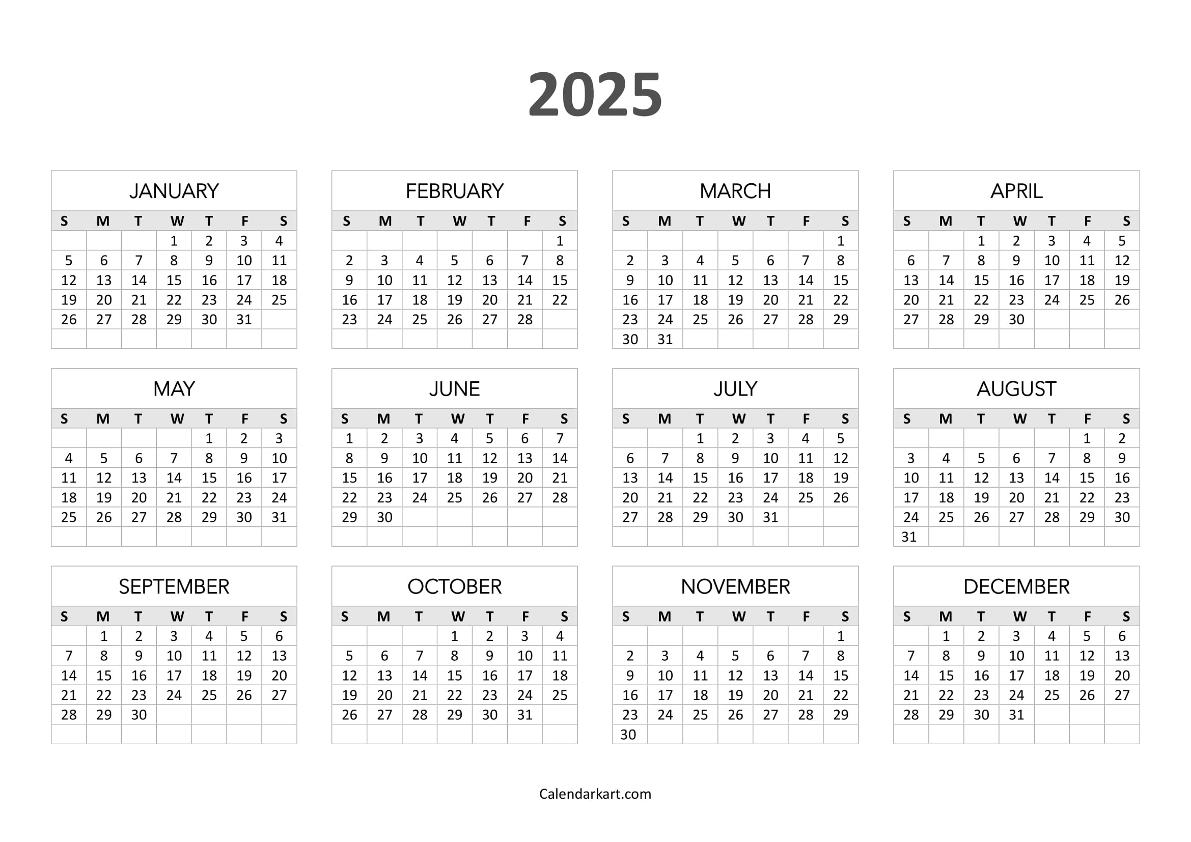 Free Printable Year At A Glance Calendar 2025 - Calendarkart in November 2025N Calendar
