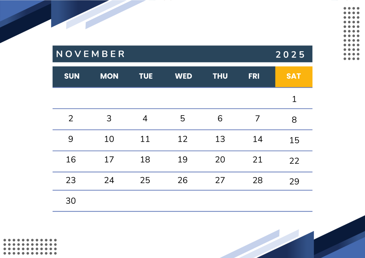 Free Professional November 2025 Desk Calendar Template To Edit Online in November 2025 Google Sheets Calendar