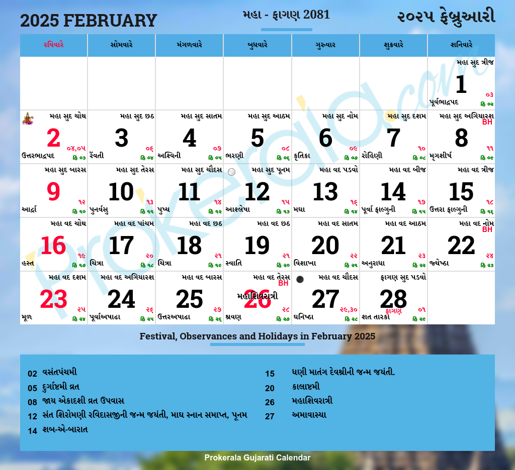 Gujarati Calendar 2025 | Gujarat Festivals | Gujarat Holidays 2025 in November Gujarati Calendar 2025