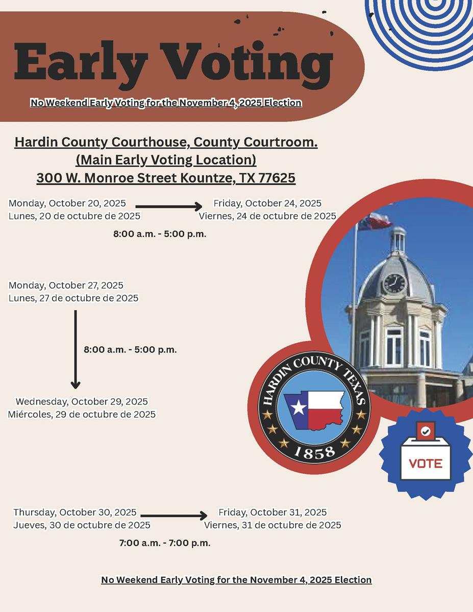 Hardin County Elections Department throughout November 4 2025 Election Law Calendar