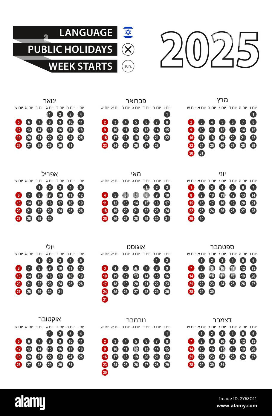 Hebrew Calendar 2025 With Numbers In Circles, Week Starts On for Jewish Calendar 2025 November