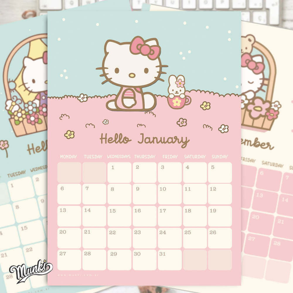Hello Kitty Pdf Printable Calendar - 2025 - English Texts - Munki with regard to Sanrio Calendar November 2025