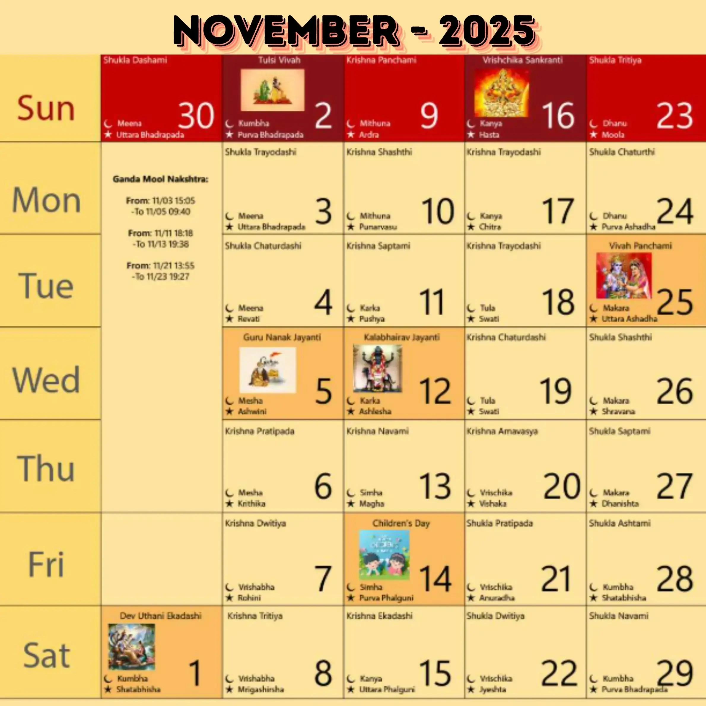 Hindu Festivals In November 2025: Complete Calendar pertaining to Calendar Events November 2025