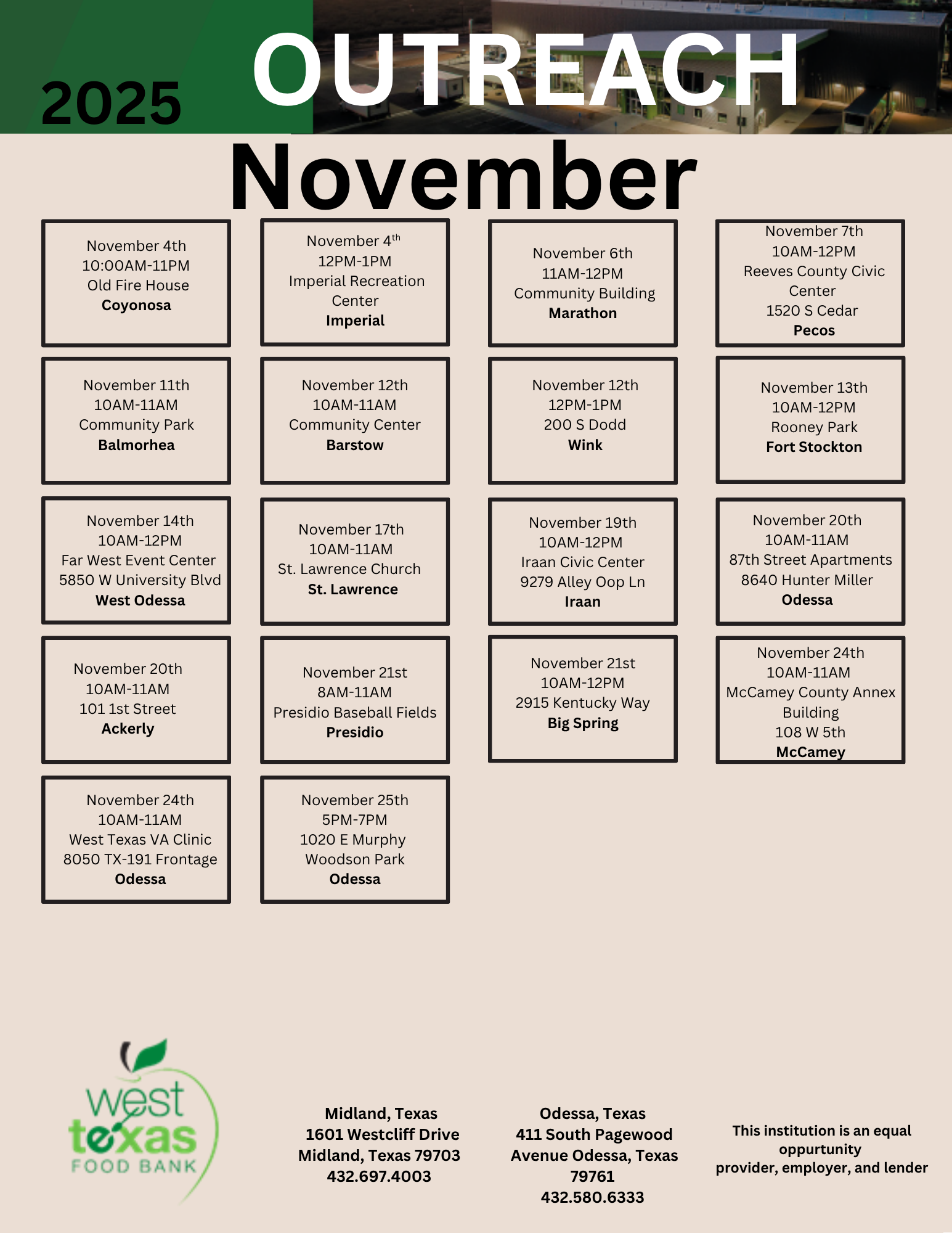 How To Get Help – West Texas Food Bank throughout Food Bank Calendar November 2025