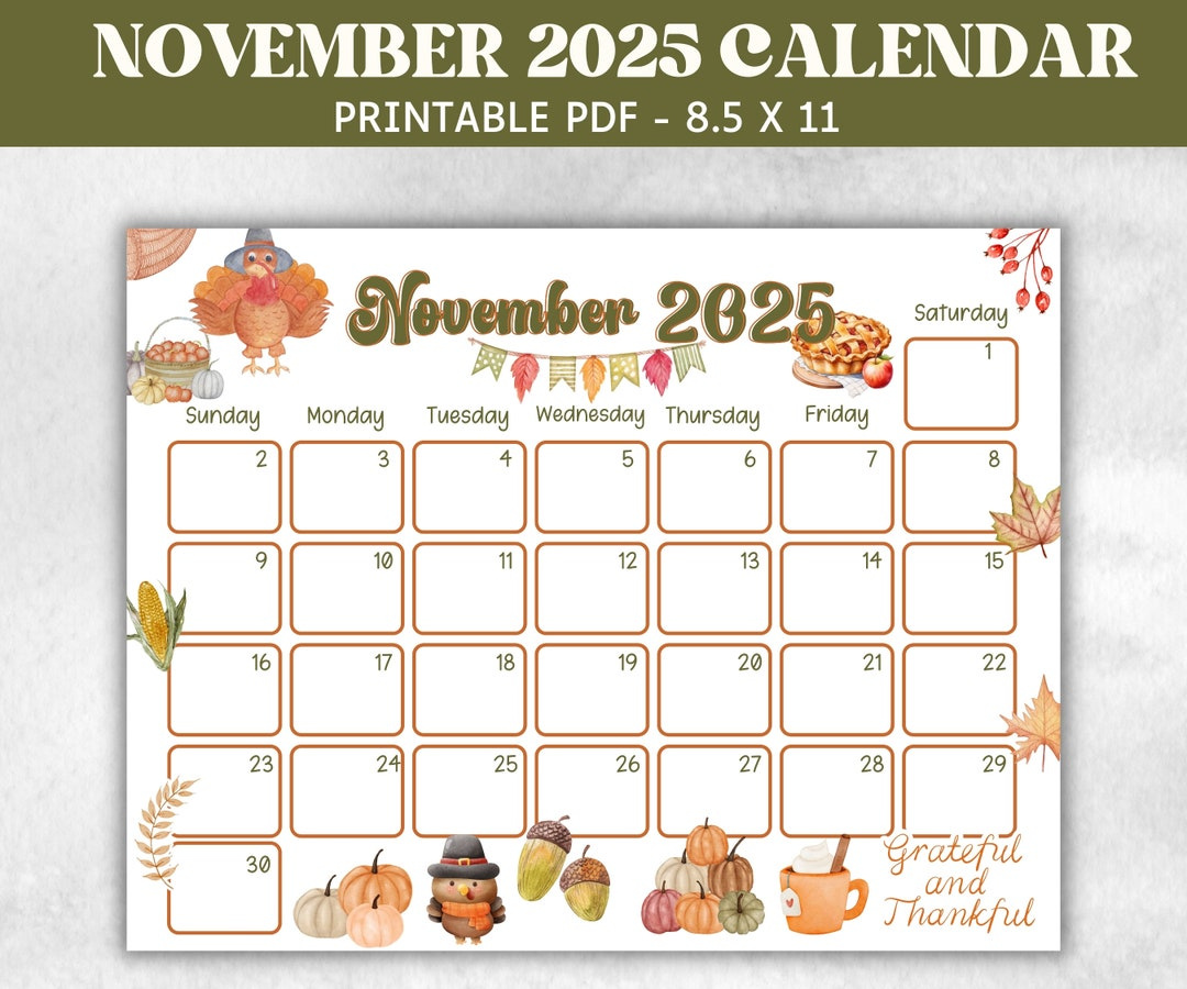 Kids November 2025 Calendar, Printable 2025 Calendar, Homeschool with November Calendar 2025 Waterproof