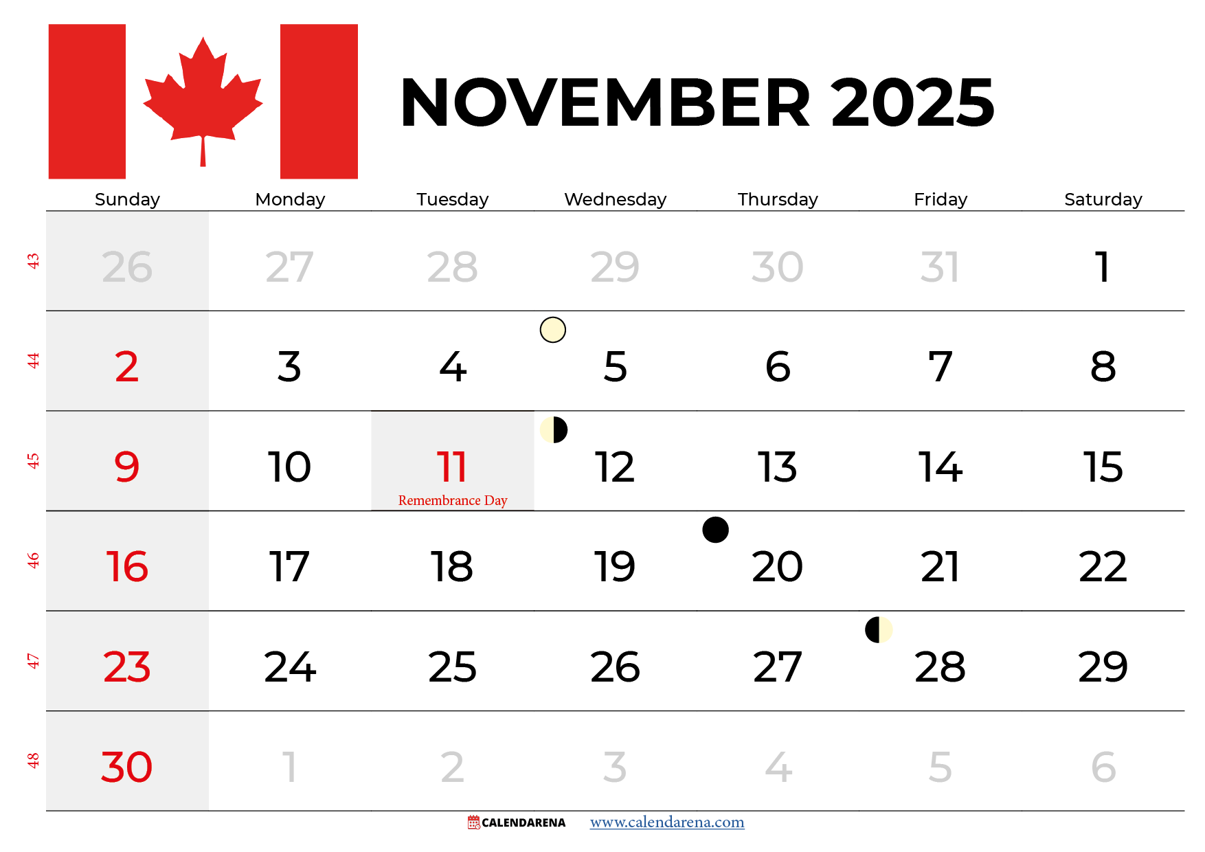 November 2025 Calendar Canada: Free Printables & Holidays regarding November Calendar 2025 Canada