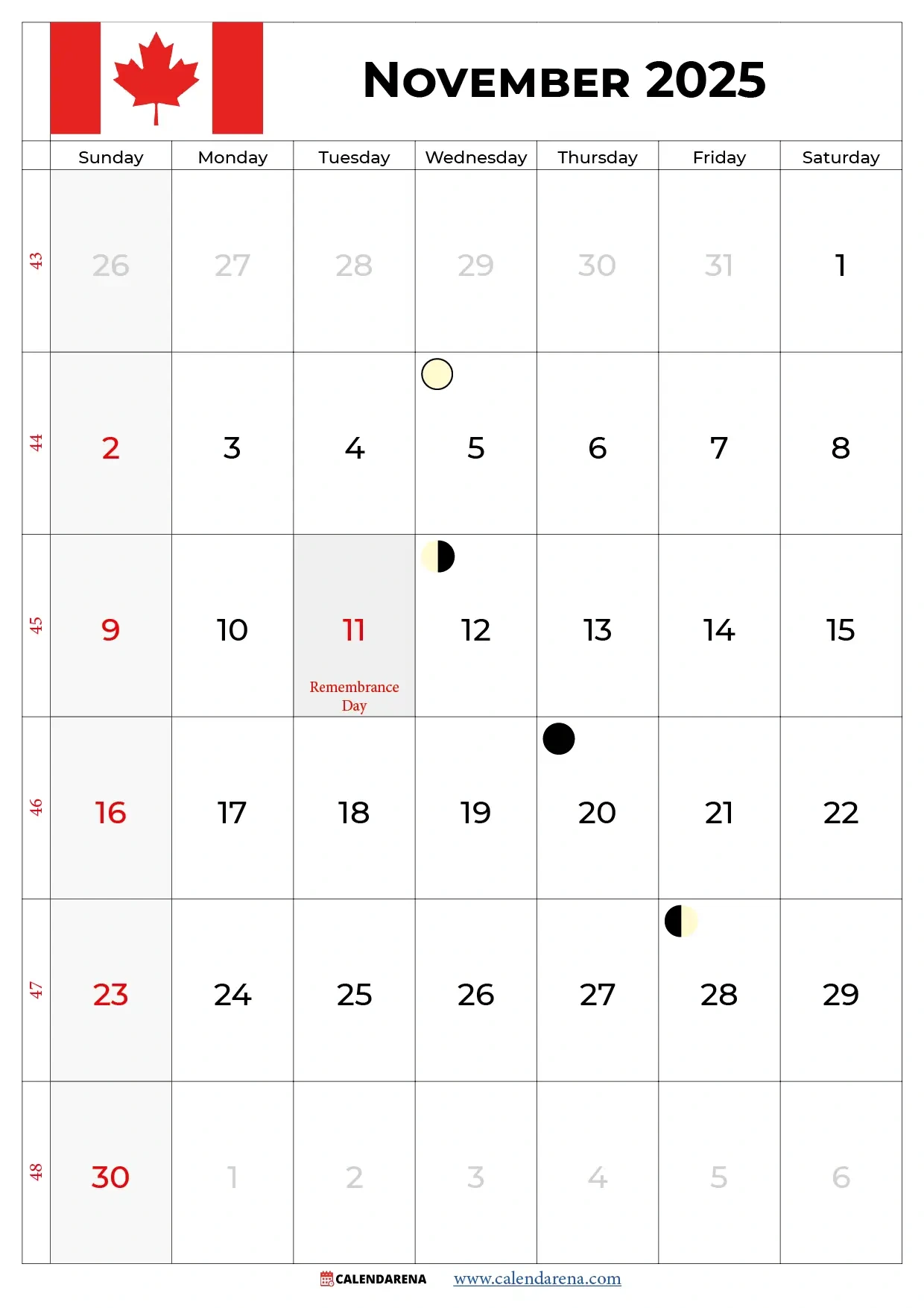November 2025 Calendar Canada: Free Printables & Holidays with regard to November 2025 Calendar Printable Canada