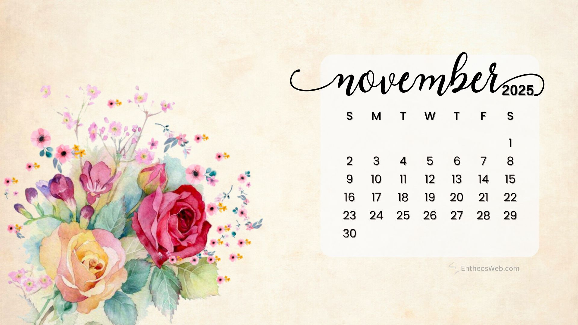 November 2025 Calendar Desktop Wallpaper Backgrounds | Entheosweb for Wallpaper Calendar November 2025