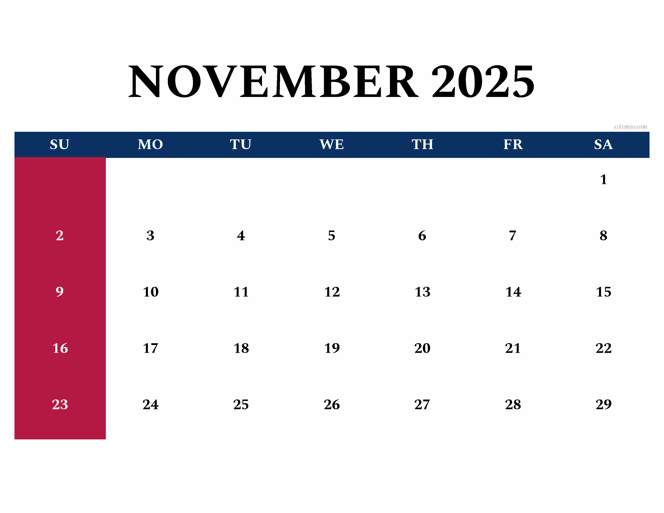 November 2025 Calendar | Free Printable Pdf, Xls And Png regarding November 2025 Calendar Nz
