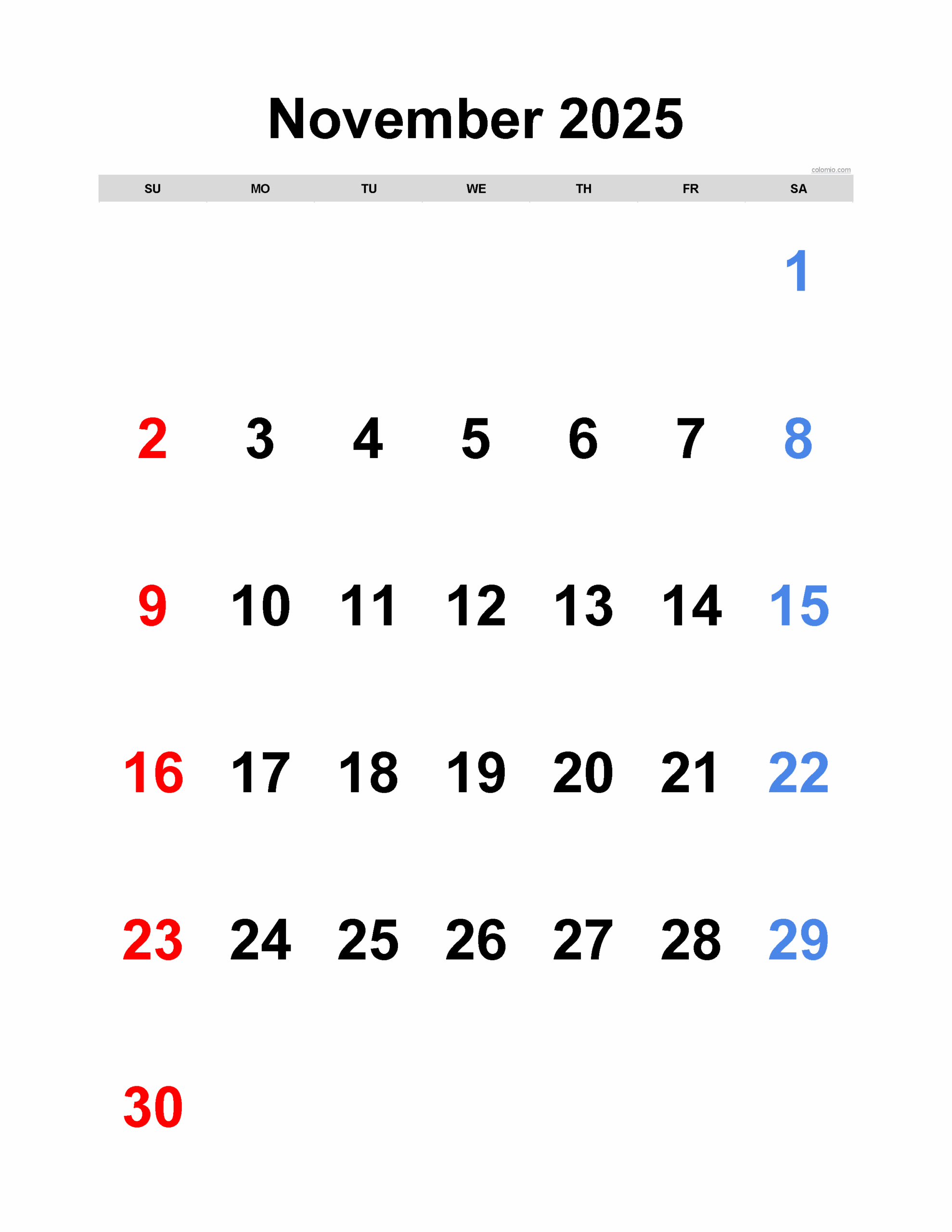 November 2025 Calendar | Free Printable Pdf, Xls And Png regarding November 3 2025 Calendar