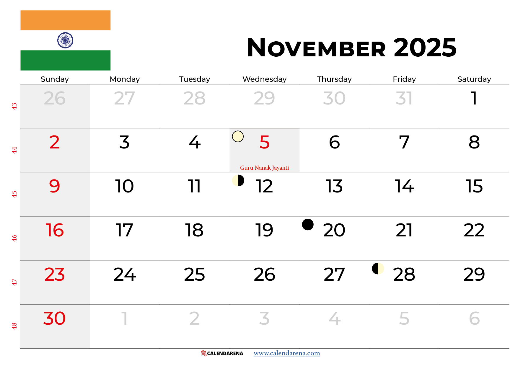 November 2025 Calendar India Download Best Free within Indian November Calendar 2025