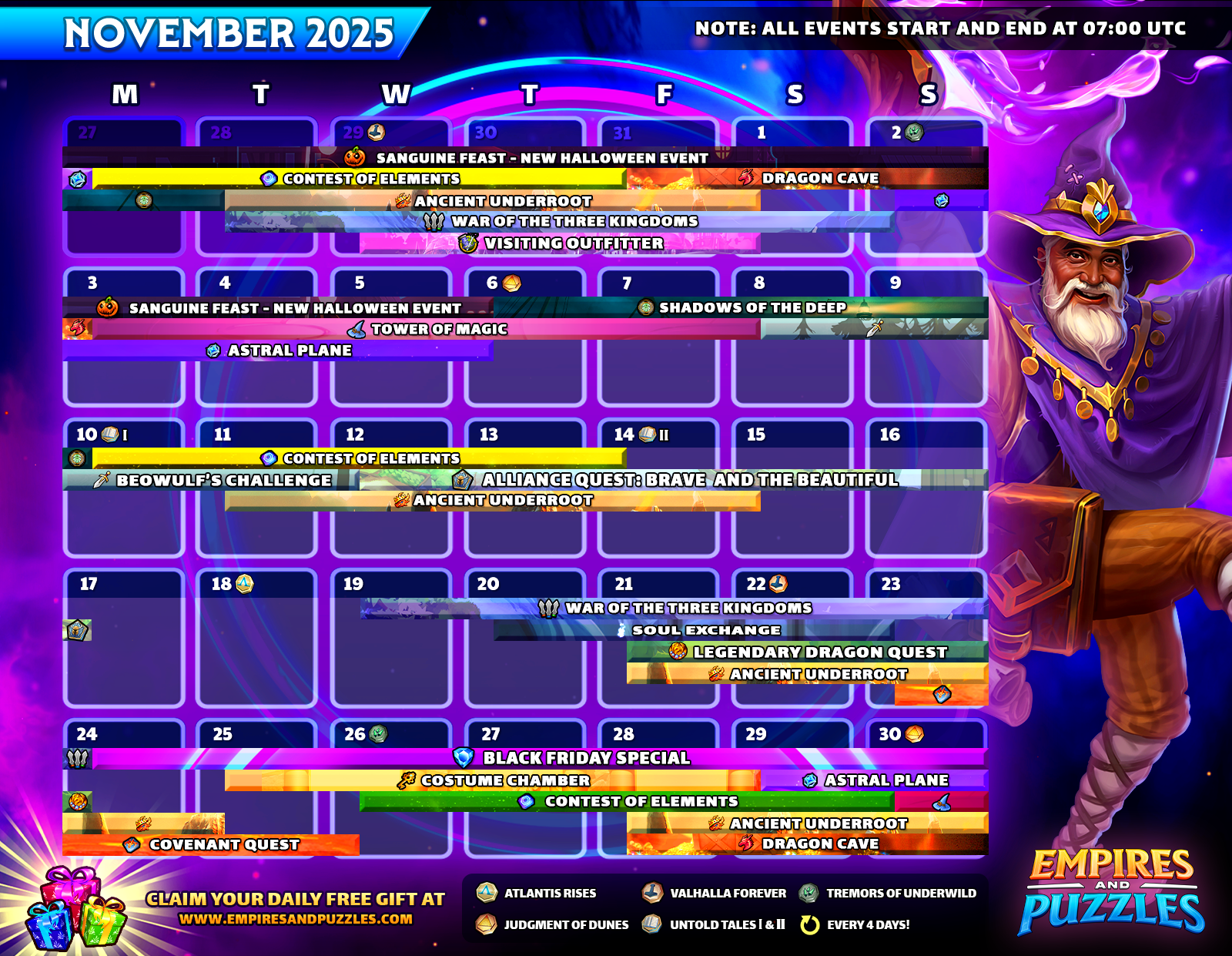 November 2025 Calendar Of Events | Empires & Puzzles inside November 2025 Events Calendar