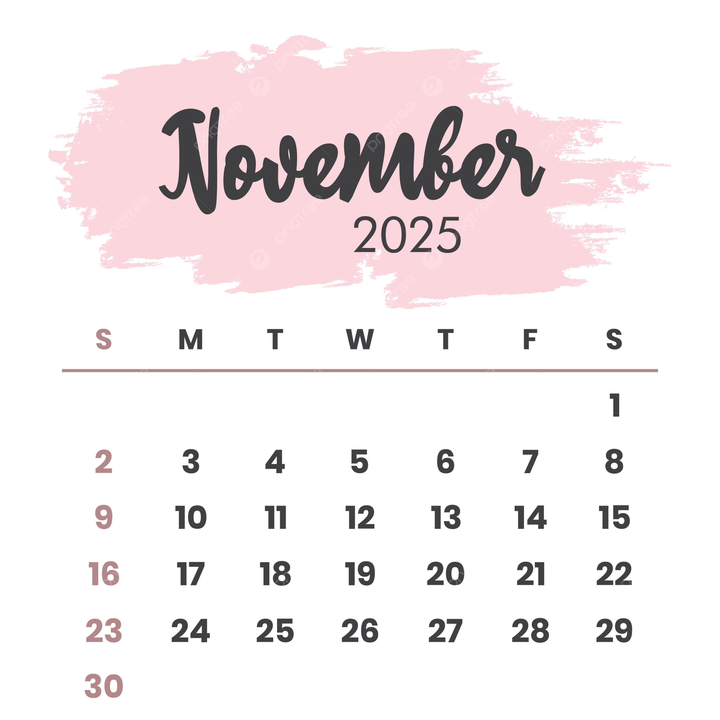 November 2025 Calendar Png Transparent Images Free Download with regard to November 2025 Calendar Transparent Background