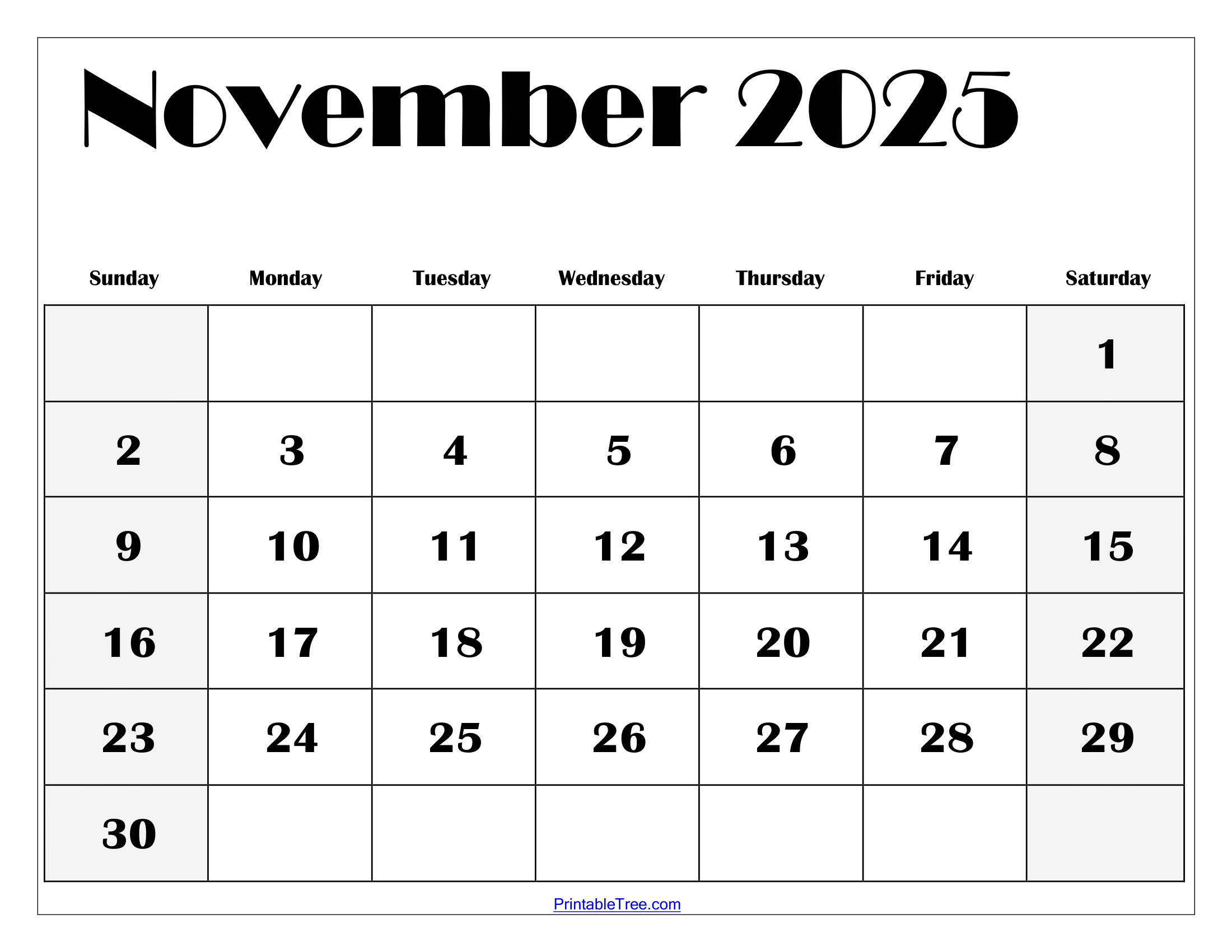 November 2025 Calendar Printable Pdf Template With Holidays for Next Year November Calendar 2025