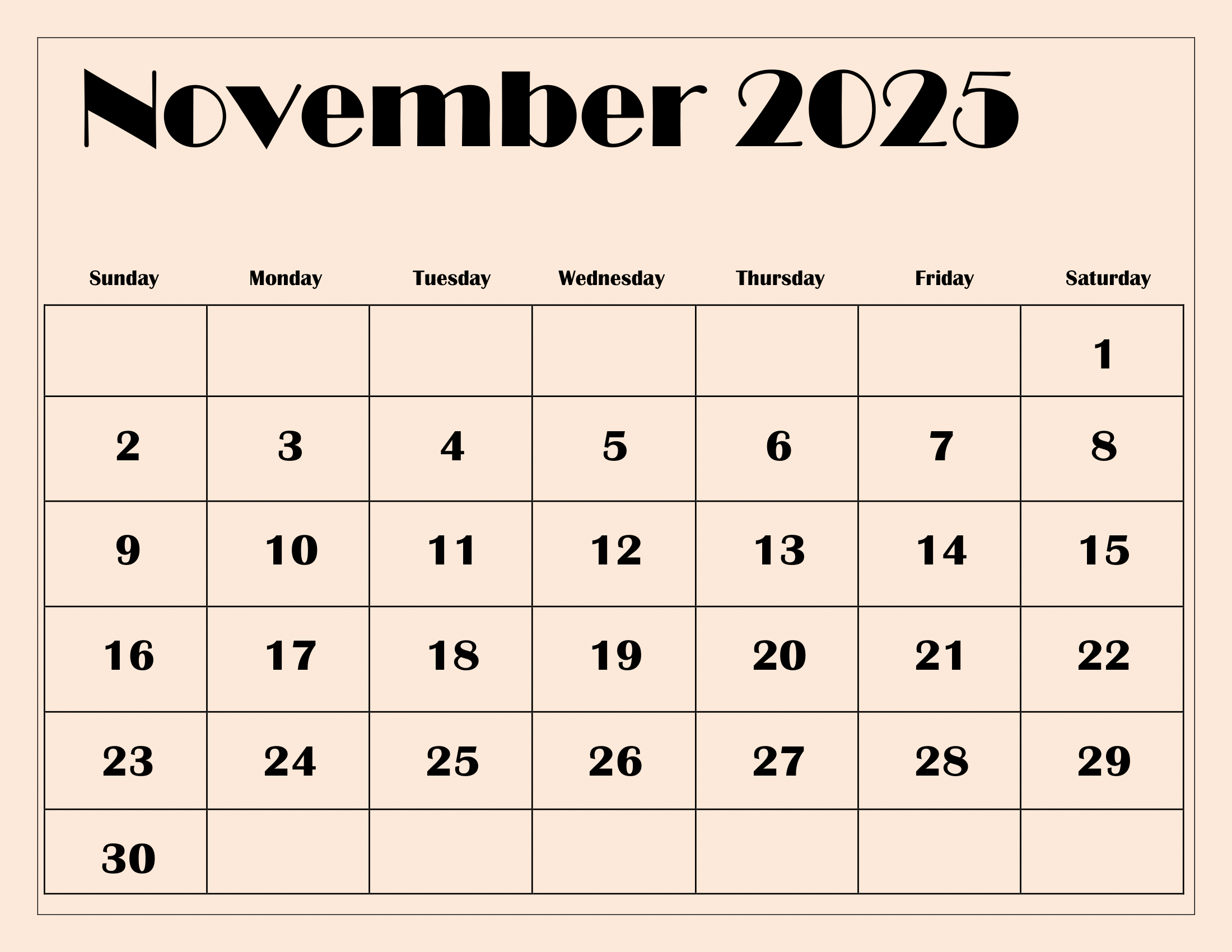 November 2025 Calendar Printable Pdf Template With Holidays intended for November 2025 Calendar Landscape