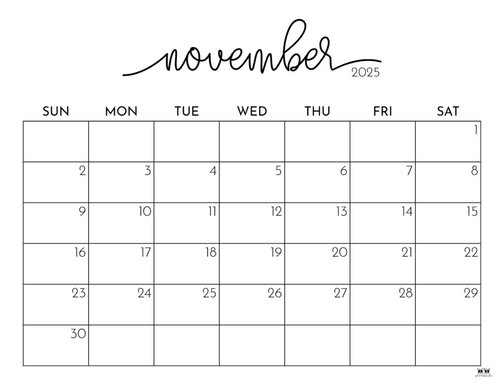 November 2025 Calendars - 107 Free Printables | Printabulls pertaining to Blank Calendar November 2025