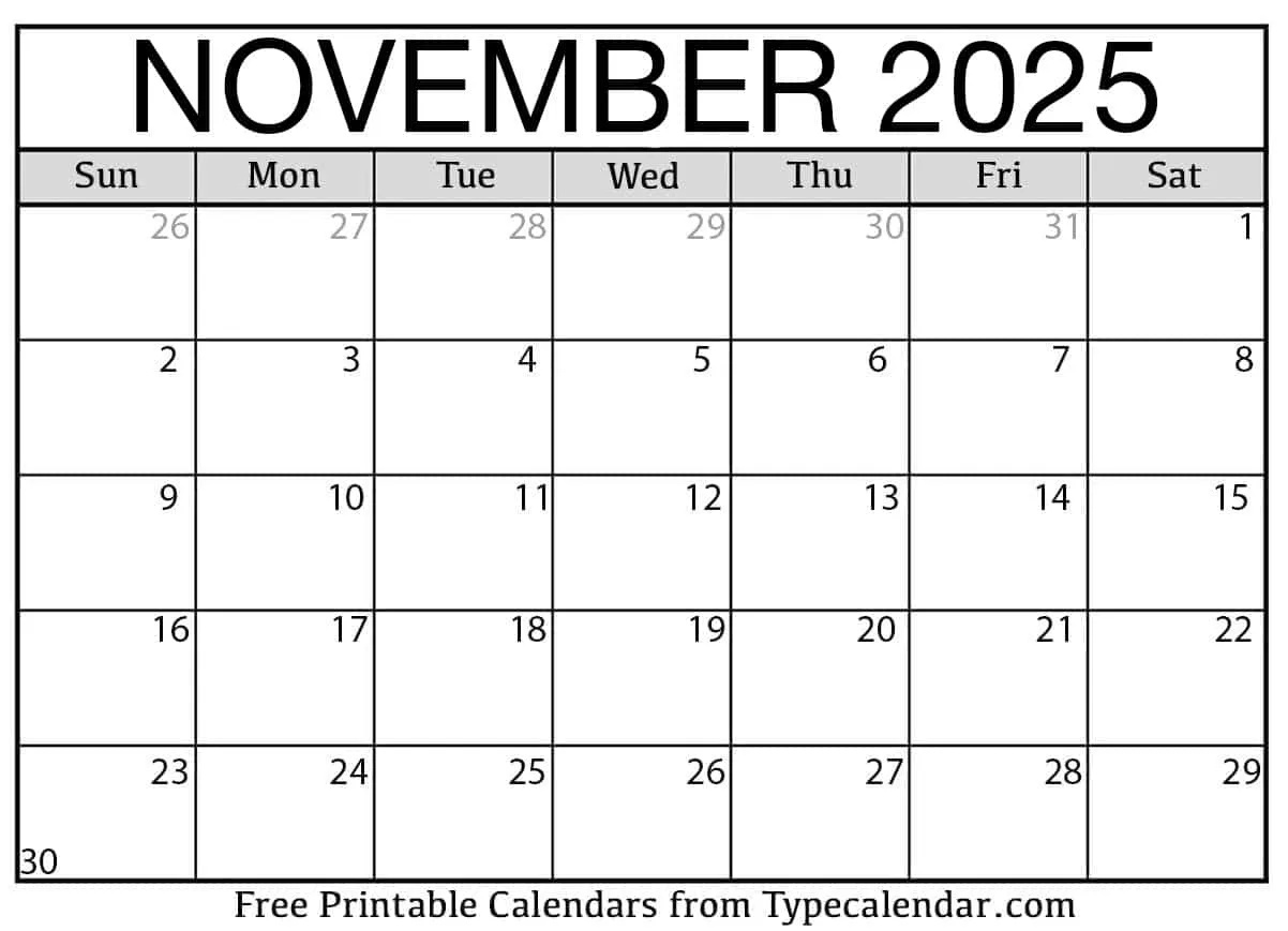 November 2025 Calendars - Free Printable Templates inside November Calendar 2025 USA