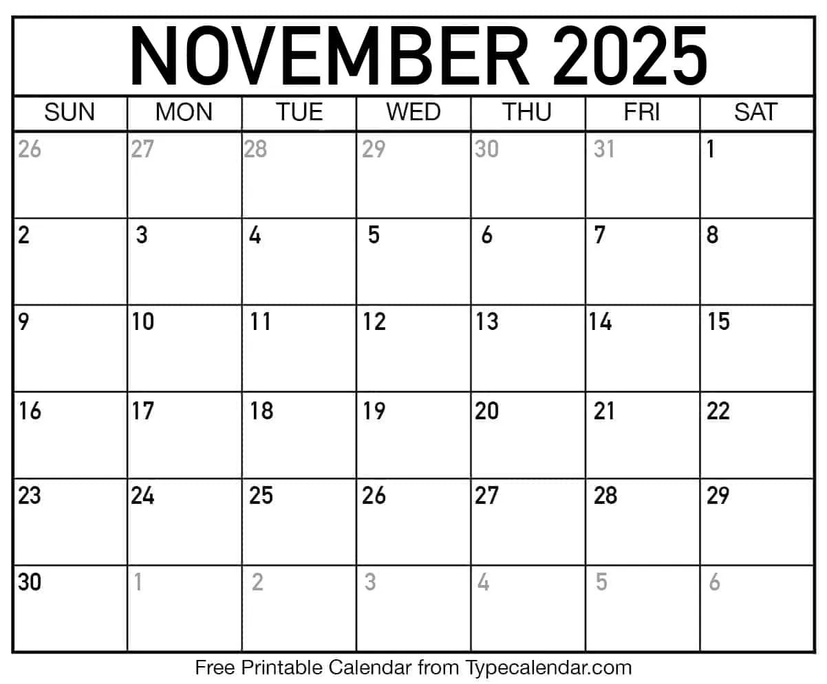 November 2025 Calendars - Free Printable Templates with regard to How Many Days Are in November 2025 Calendar
