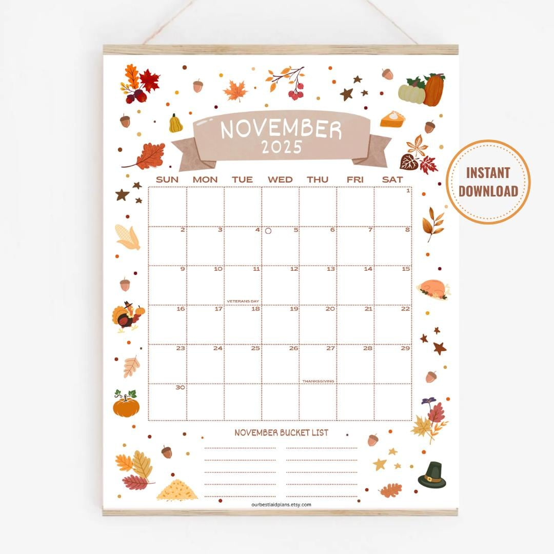 November 2025 Kalender Druckbare Pdf November 2025 Seite November in November 2025 Holiday Calendar Printable