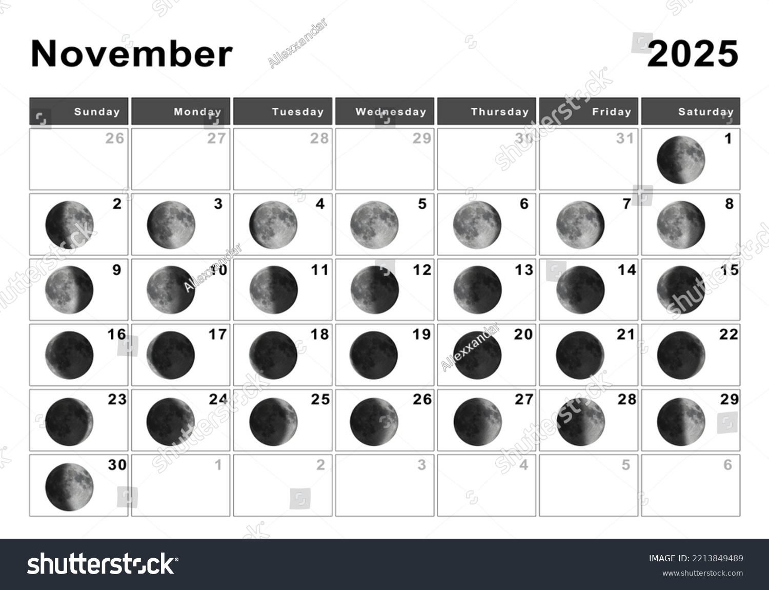 November 2025 Lunar Calendar Moon Cycles Stock Illustration with November 2025 Calendar With Moon Phases