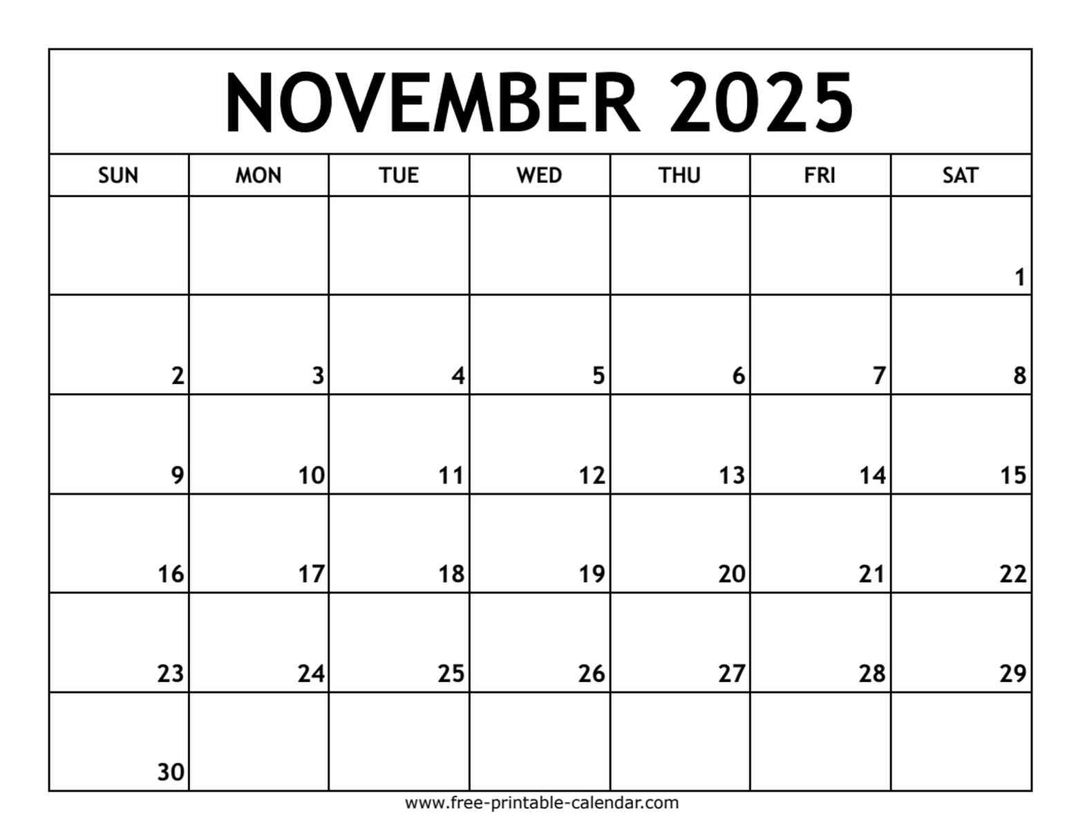 November 2025 Printable Calendar - Free Download in November 2025n Calendar