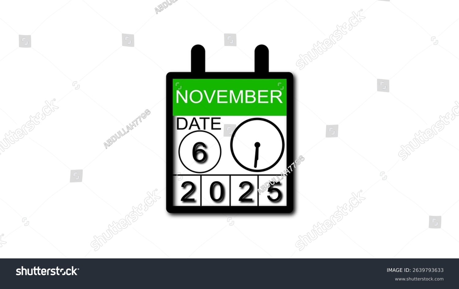 November 6 Date 2025 Illustration 4K: Stockillustration 2639793633 for November 6 2025 Calendar