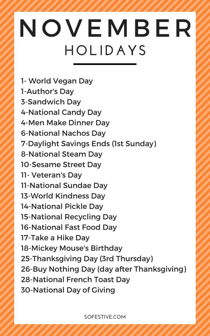 November Holidays 2025 - Fun & Unique Reasons To Celebrate for National Days Calendar November 2025