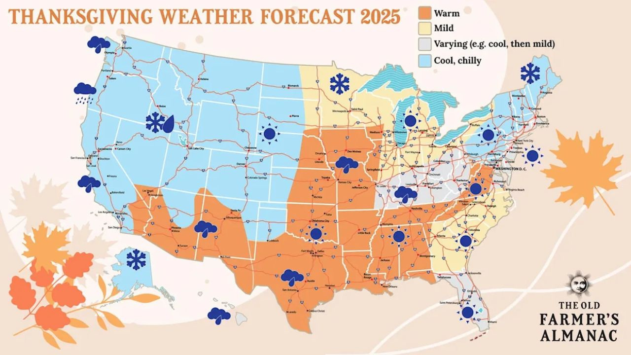 Old Farmer'S Almanac Thanksgiving Weather Prediction: Cold With A pertaining to Weather Calendar November 2025