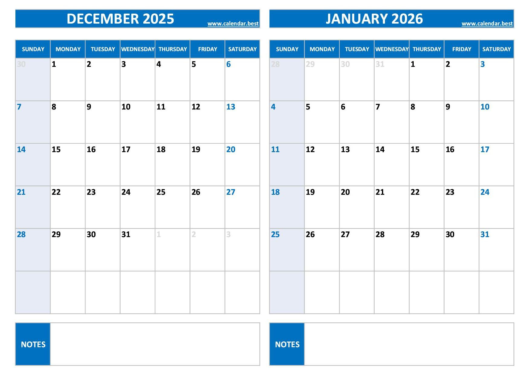Printable December 2025 And January 2026 Calendar - Free Pdf & Jpg with November December January 2026 2026 Calendar