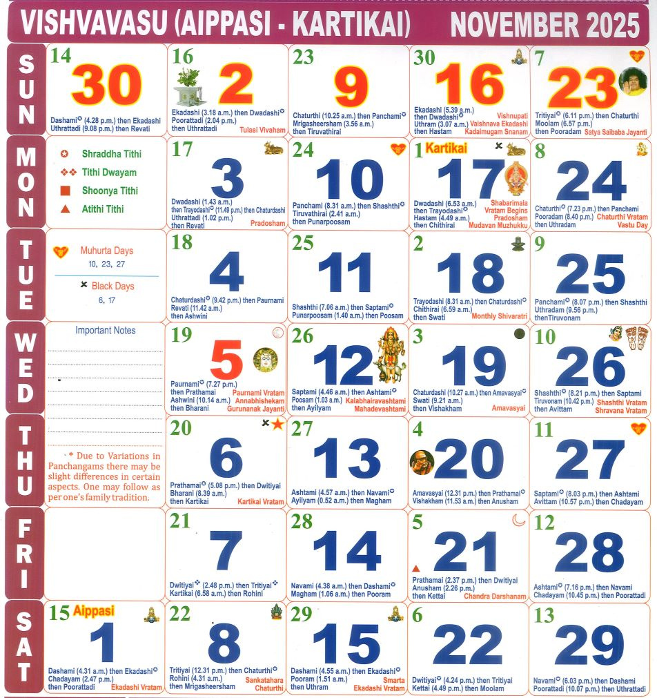 Tamil Calendar November Month , 2025 within 2025 Calendar November Month Festival