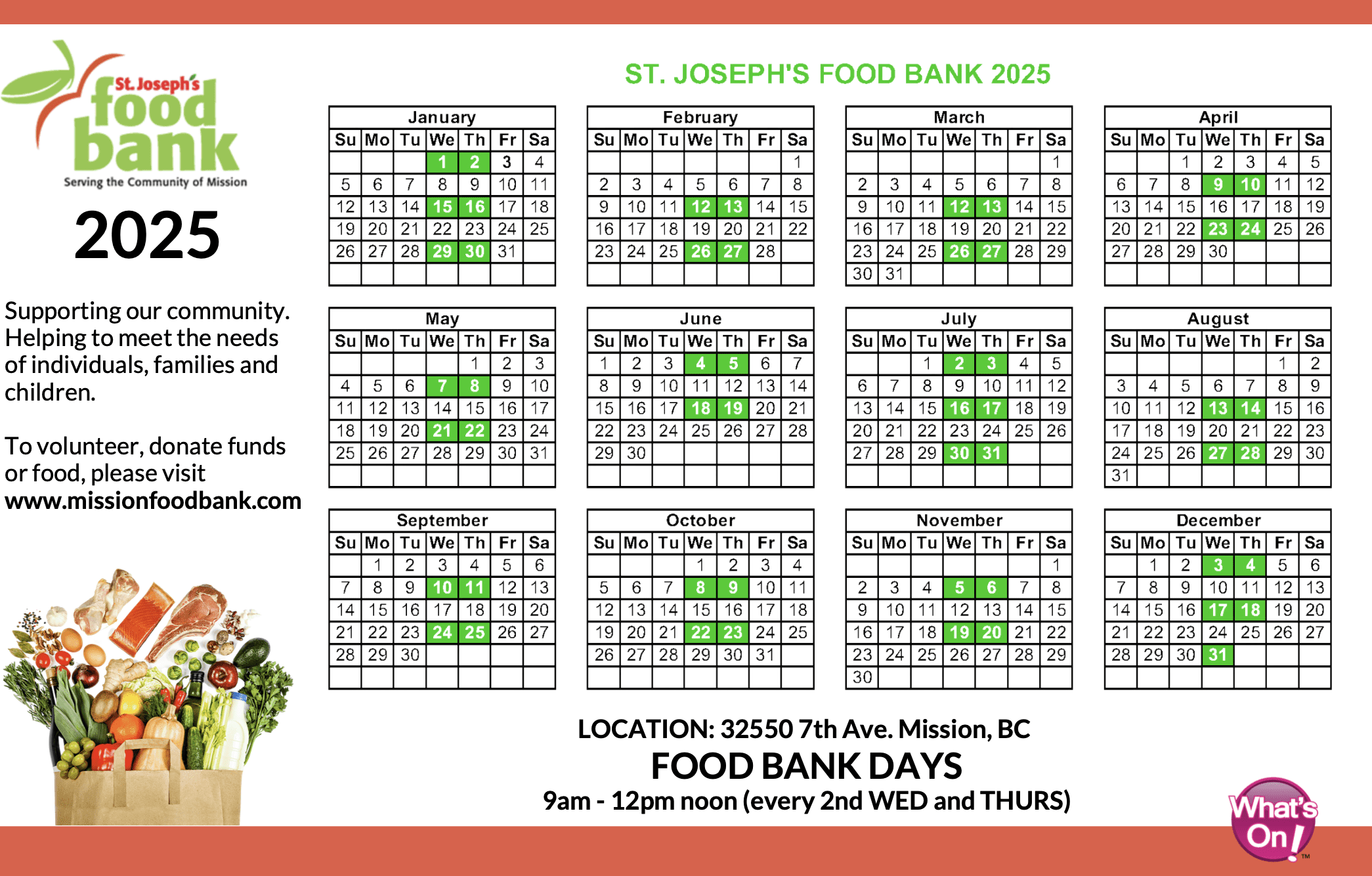 Terms Of Use – St Joseph'S Food Bank within Food Bank Calendar November 2025