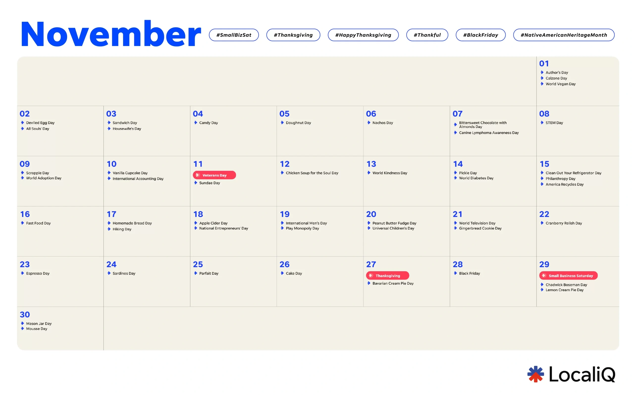 Your Essential 2025 Marketing Calendar Template | Localiq within November Content Calendar 2025