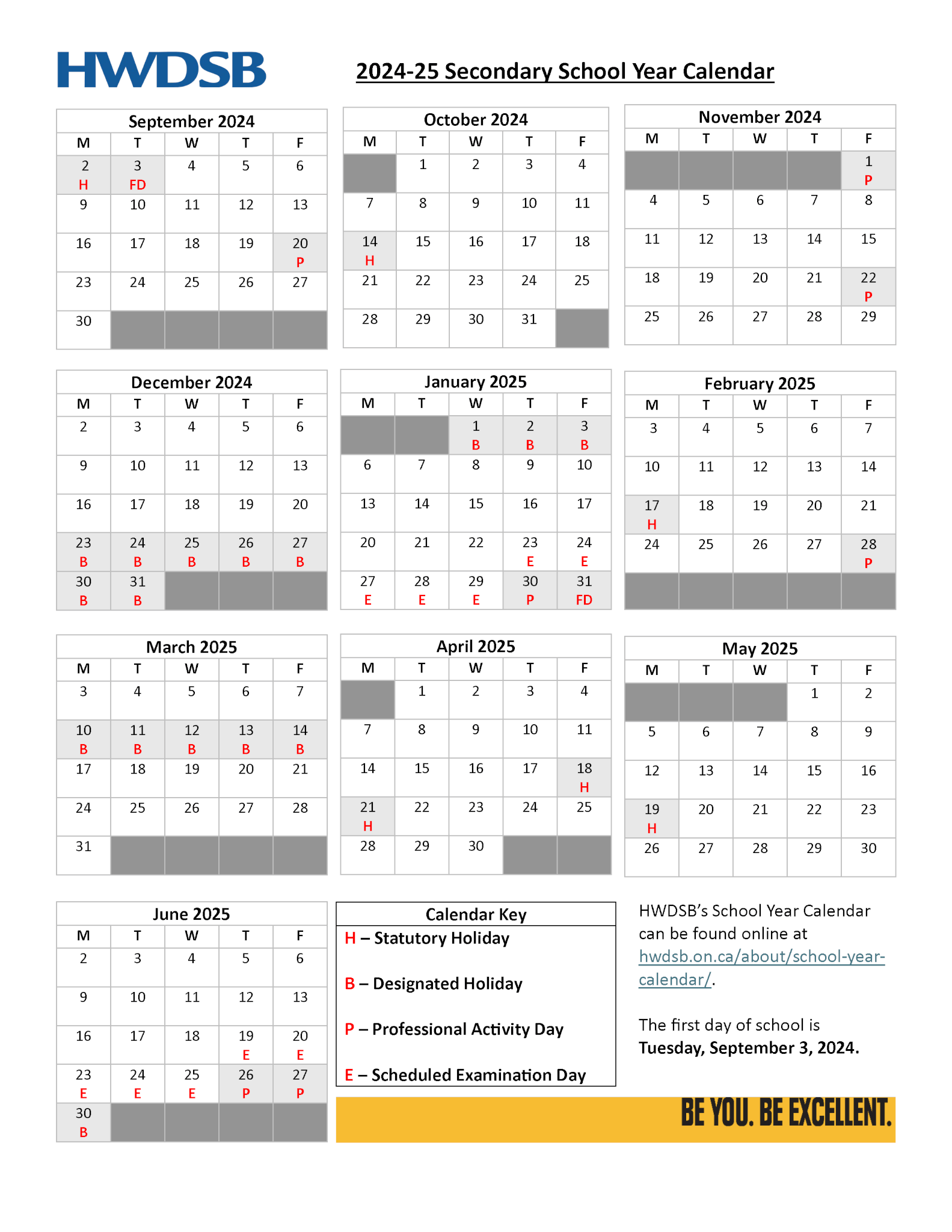 2024-25 Hwdsb School Year Calendars | Hamilton-Wentworth District intended for Halton Catholic School Board Calendar 2026
