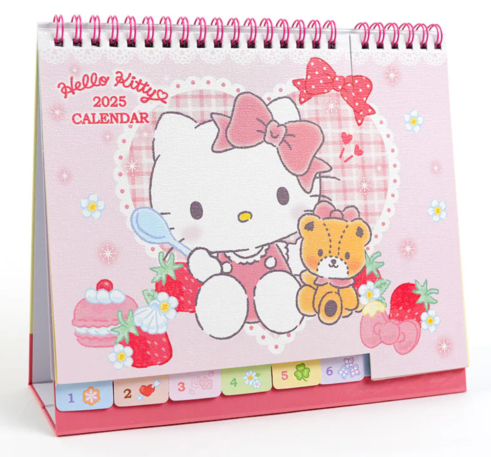 2025-2026 Sanrio Hello Kitty Cat Desk Top Calendar Schedule pertaining to Hello Kitty Desk Calendar 2026
