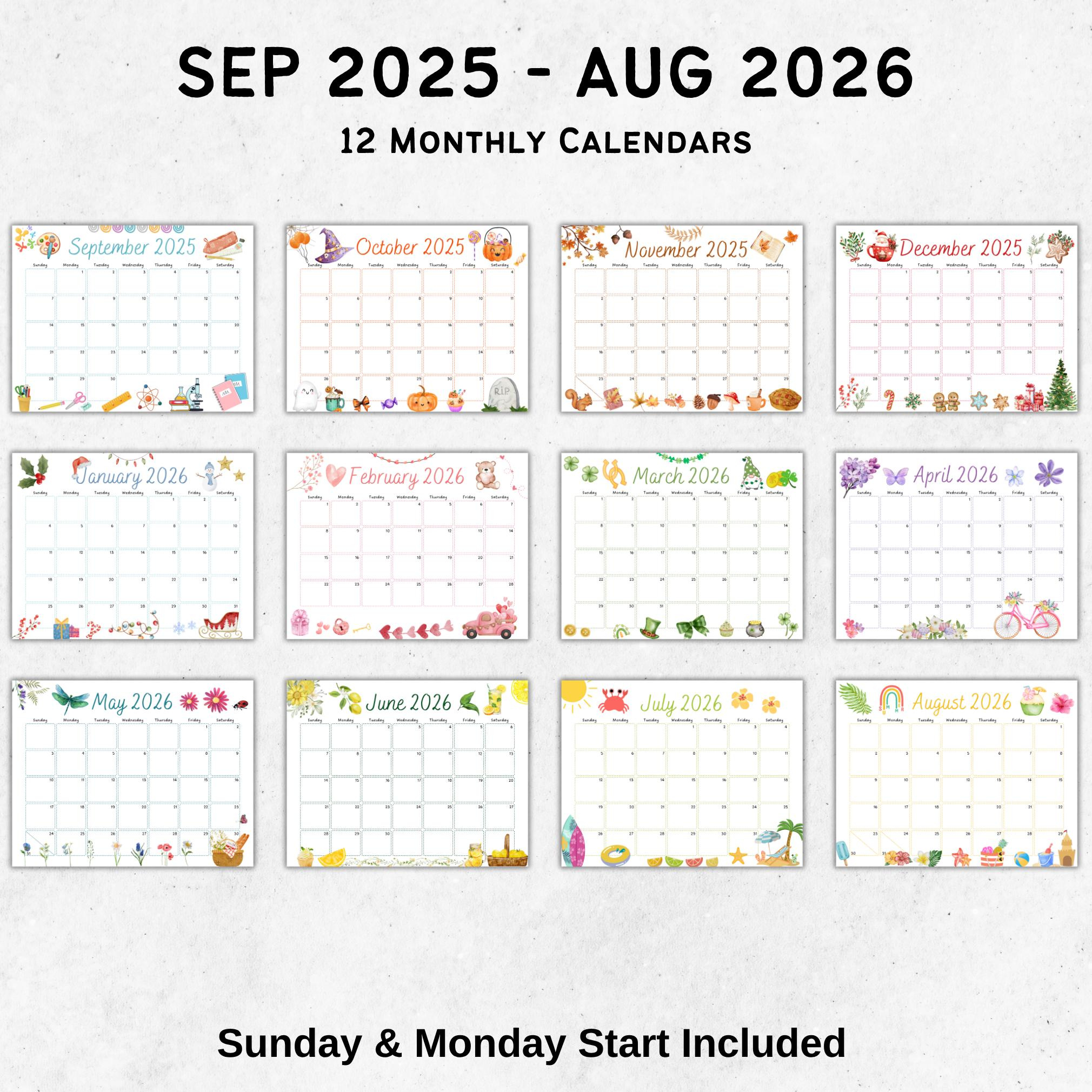 2025–2026 School Year Calendar Printable Fillable Pdf | September within September 2025 August 2026 Calendar Printable