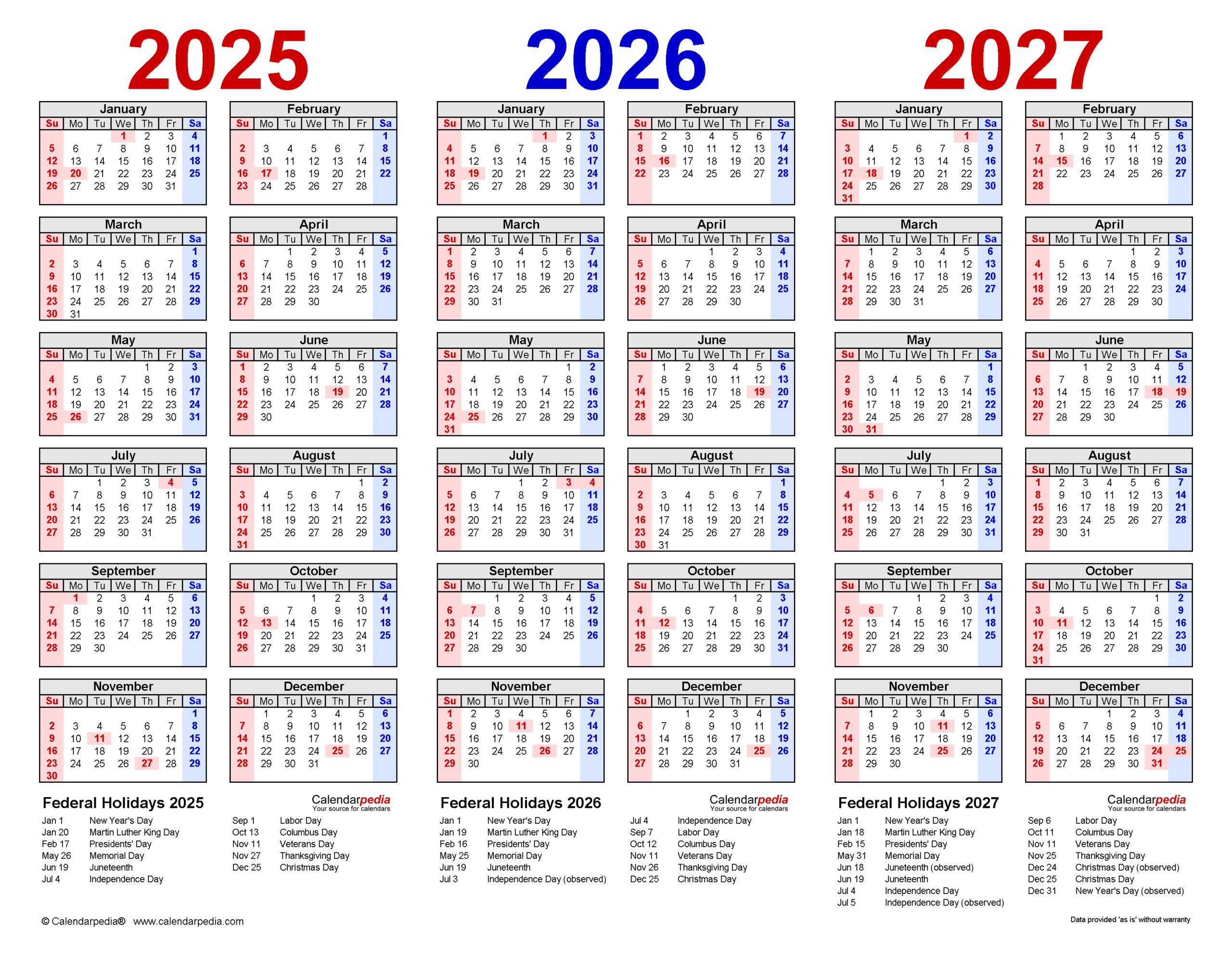 2025-2027 Three Year Calendar - Free Printable Pdf Templates for Printable 3 Year Calendar 2025 2026 2027