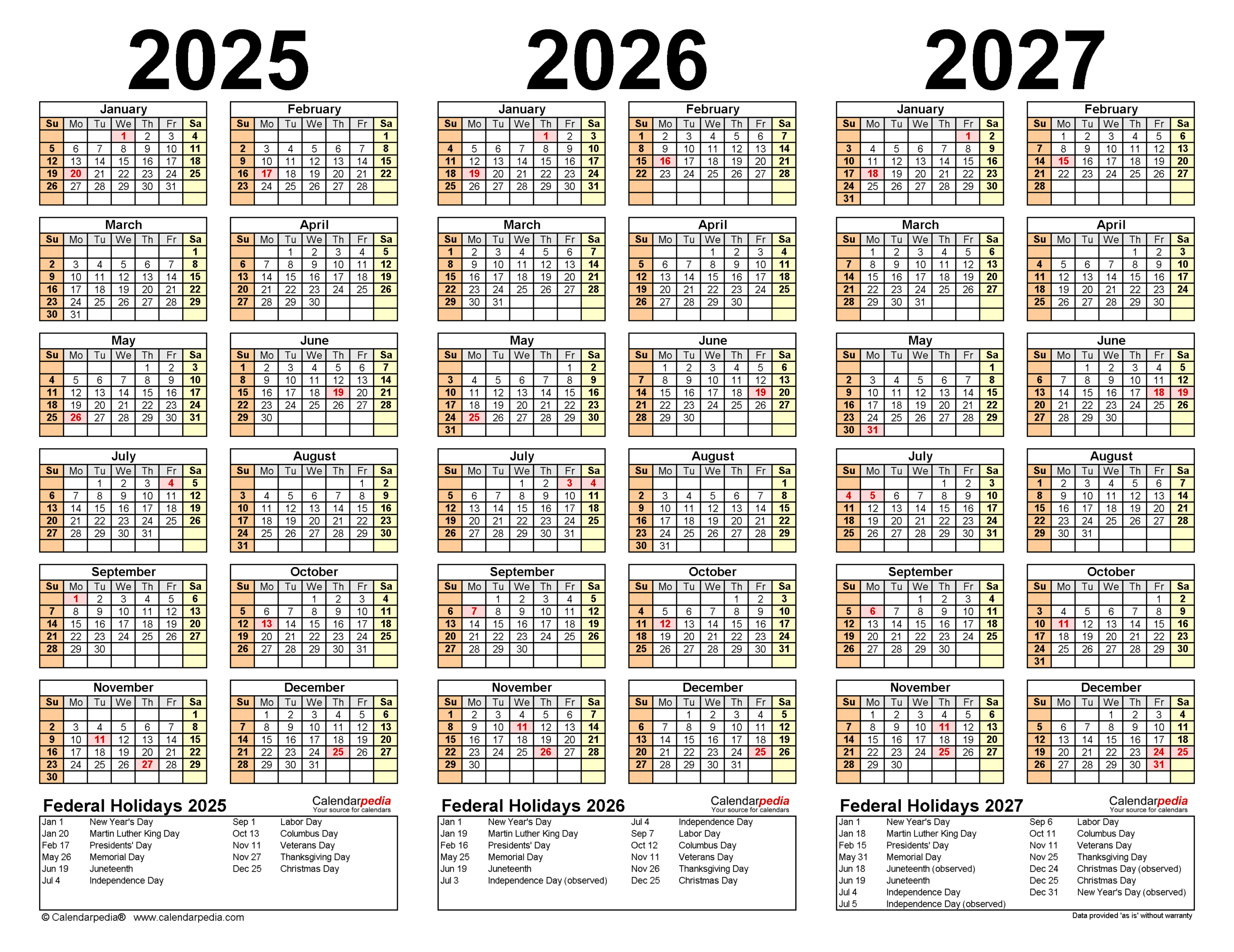 2025-2027 Three Year Calendar - Free Printable Pdf Templates pertaining to Printable 3 Year Calendar 2025 2026 2027