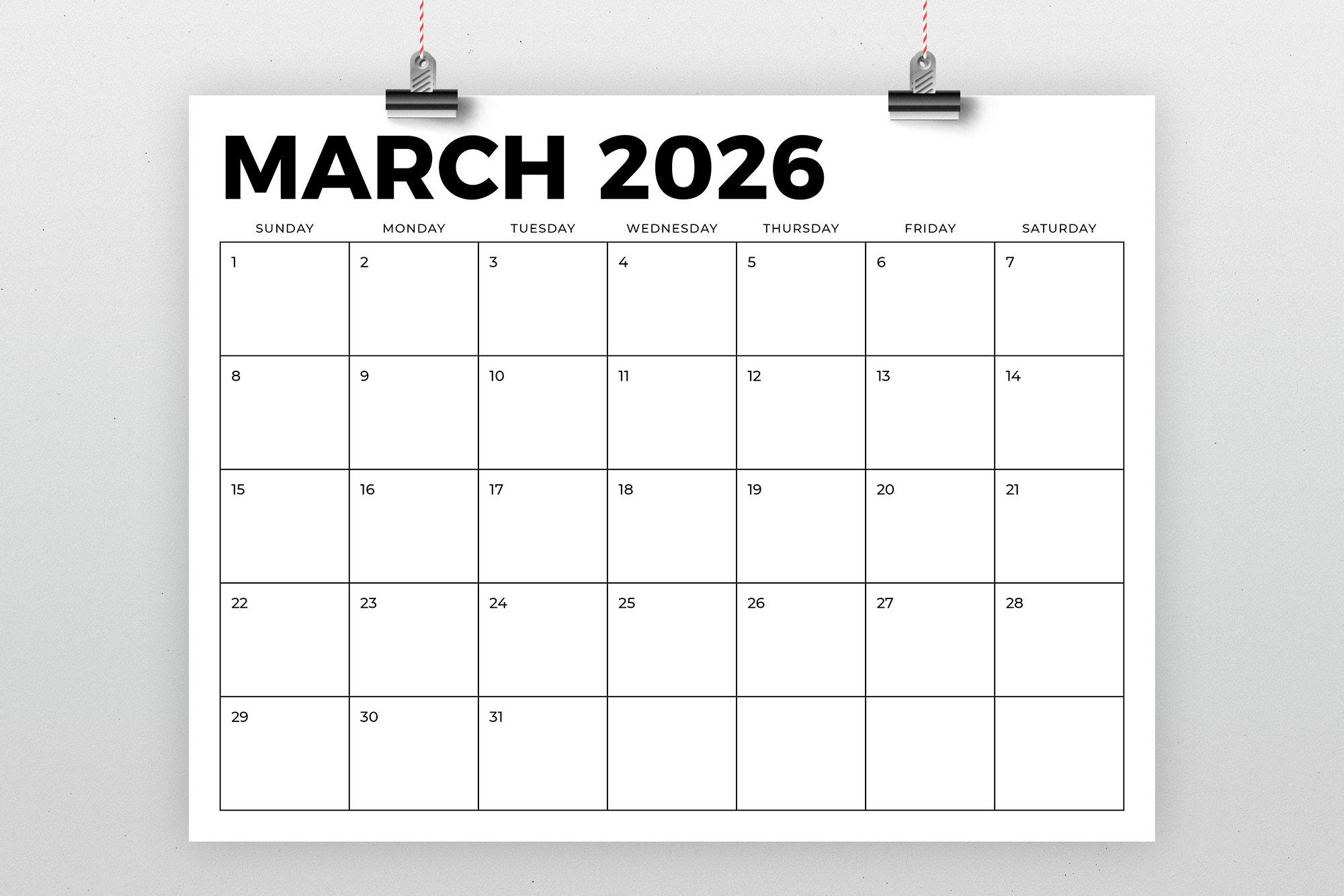 2026 8.5 X 11 Inch Calendar Template | Instant Download | Modern in 8.5X11 2026 Calendar Printable Free