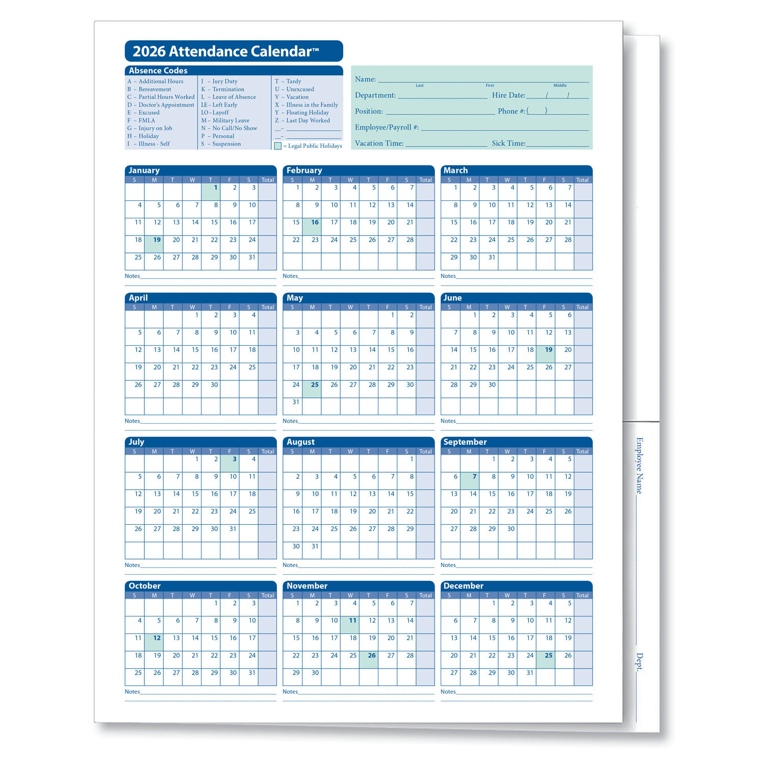 2026 Attendance Calendar Folder | Hrdirect for All in 2026 Attendance